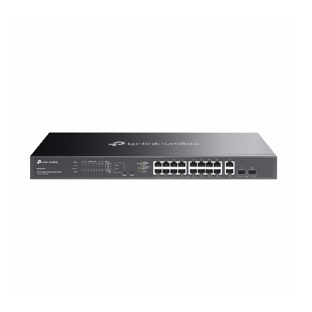 TP-Link Omada 20 Port PoE+ Gigabit Easy Managed Switch (16 GE + 2 GE + 2 GE SFP Uplinks) ES220GMP view 3